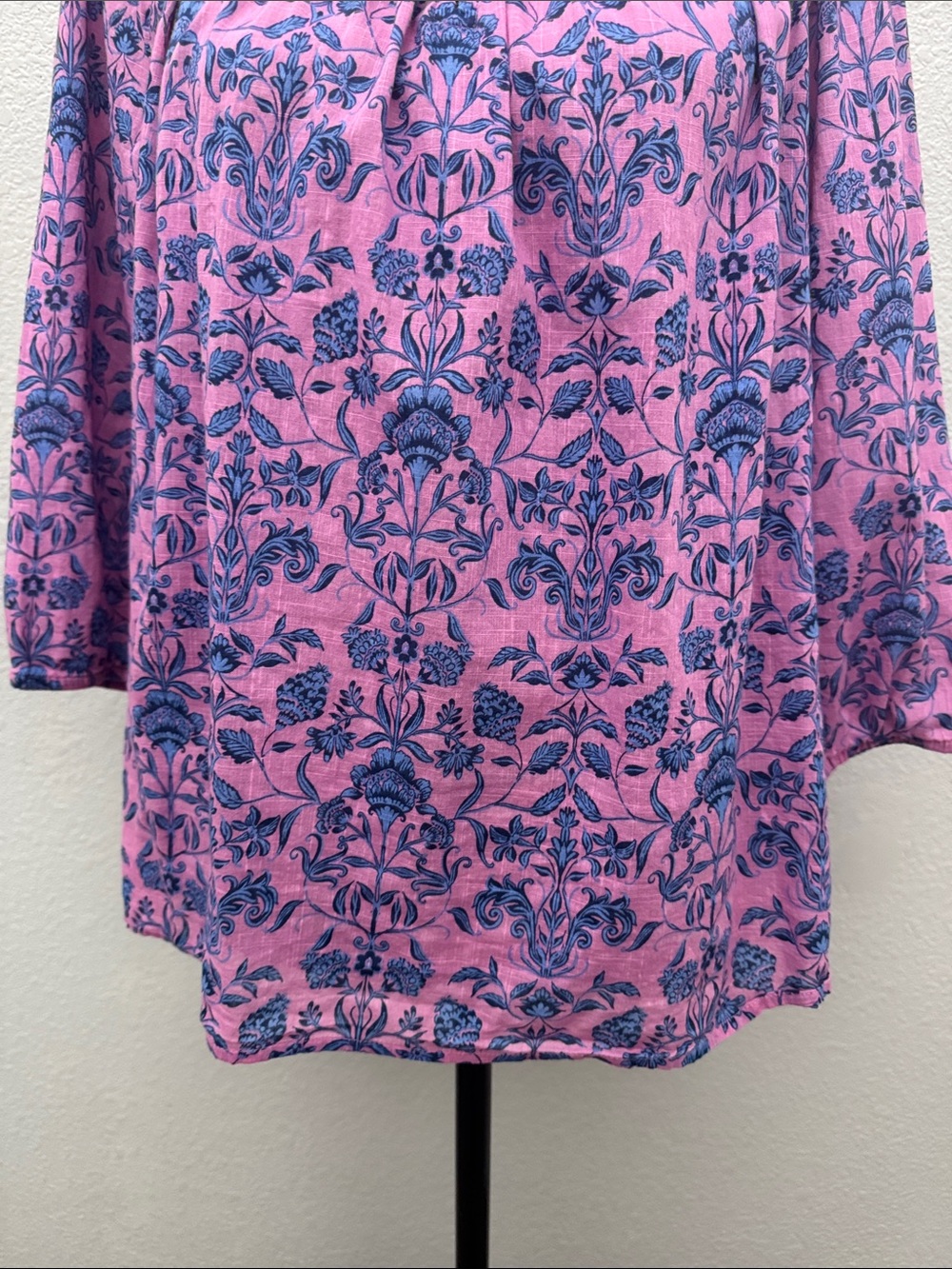 J. Jill Floral Boho Peasant Top Pink Blue Floral Print Cotton Size Small - Picture 4 of 12